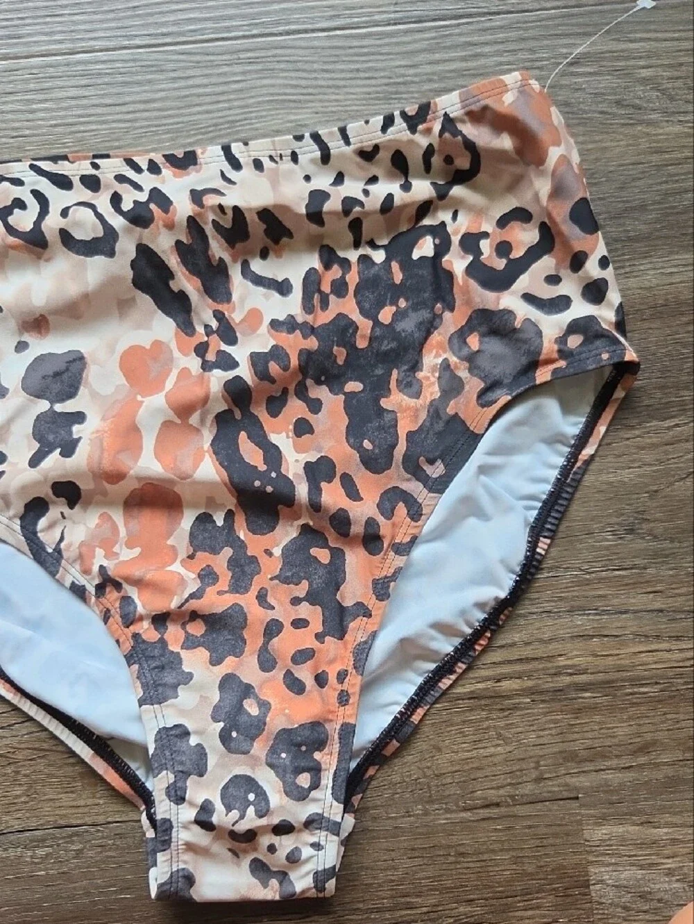 Nwt Beyond High-Waist Leopard Print Swim Bottoms in Tan & Black Size 12